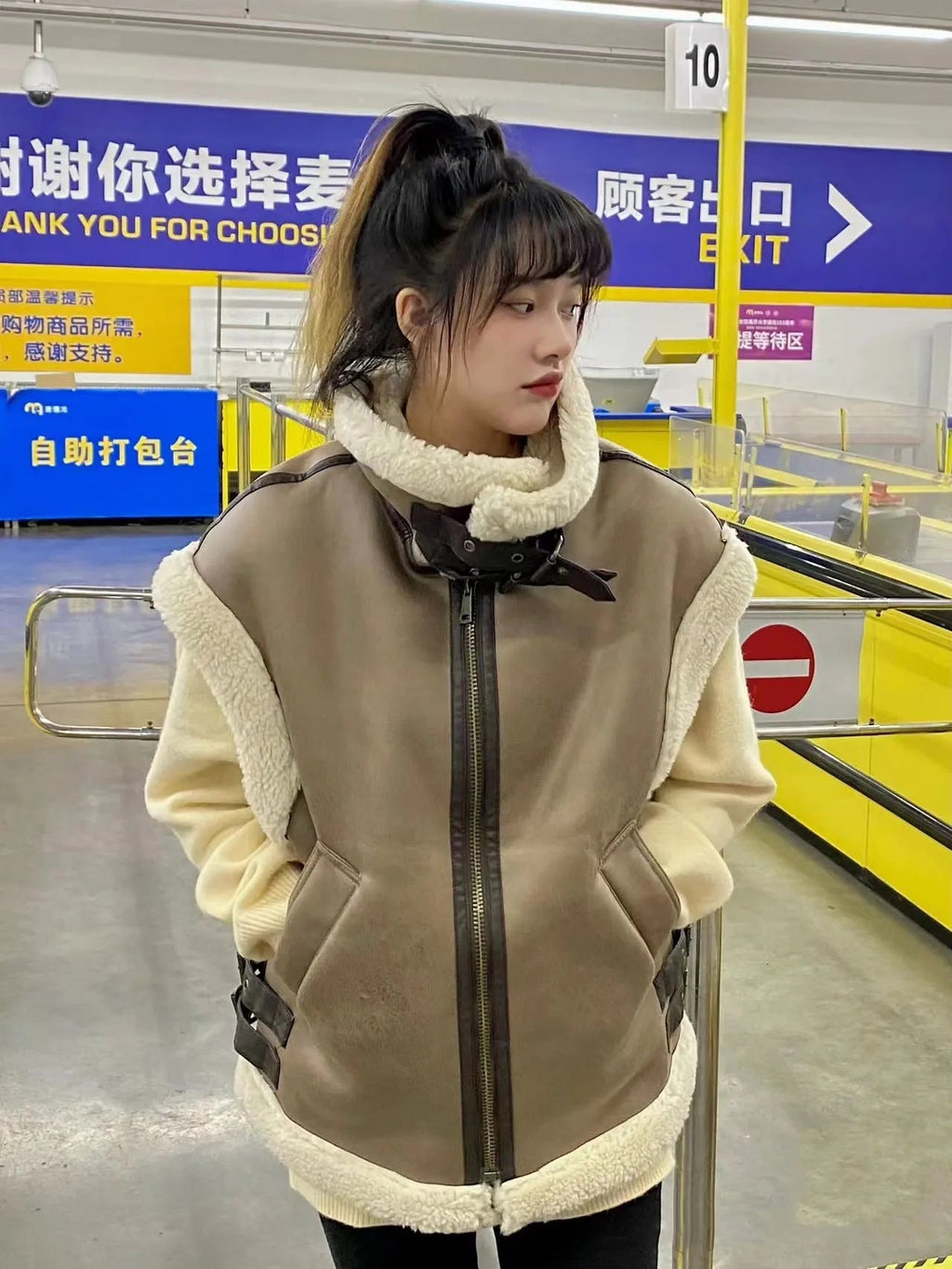 RARF 2024 autumn winter new ladies warm fur integrated sleeveless fleece stitching coat vest jacket Aviola