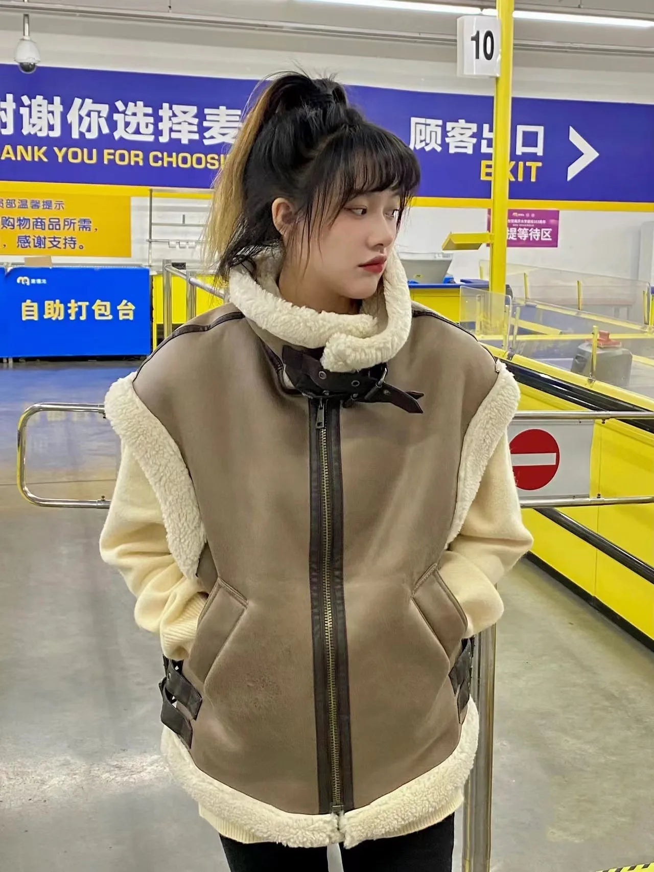 RARF 2024 autumn winter new ladies warm fur integrated sleeveless fleece stitching coat vest jacket Aviola