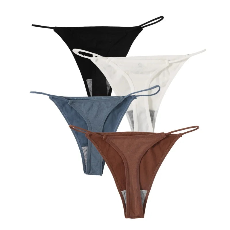 4Pcs/Set Women G-String Seamless Panties Underwear Sexy Lingerie Low Rise Thongs Female G-String High Cut Pantys Aviola