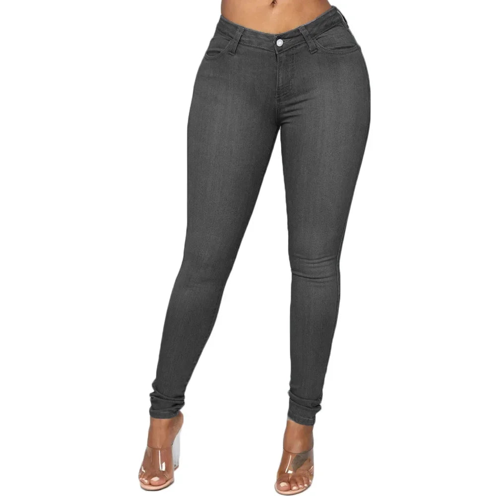 Sheath Pencil Jeans Women Pants Solid Vintage Skinny Ankle Length Pants Denim Mid Waist Washed 2025 Streetwear Slim Fit Jean Aviola