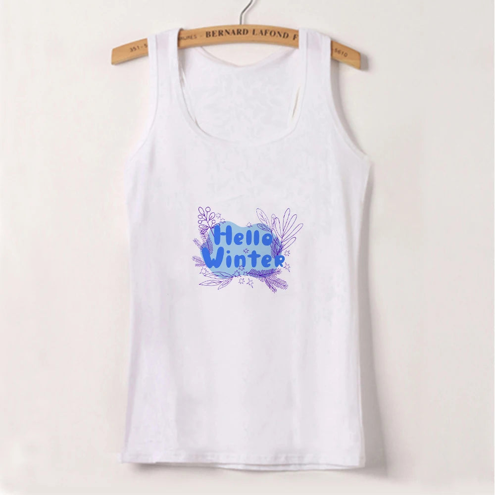 2024 Europe and the United States street new print season art text short sleeve women Y2K women's T-shirt vest halter Aviola