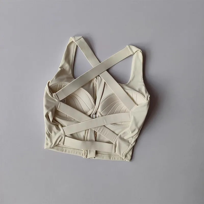 Women Fitness Underwear Yoga Bras cross Back Beauty Sports Bras Front Zippe Top Bra Sexy Breathable Underwear For Women Gym Top Aviola