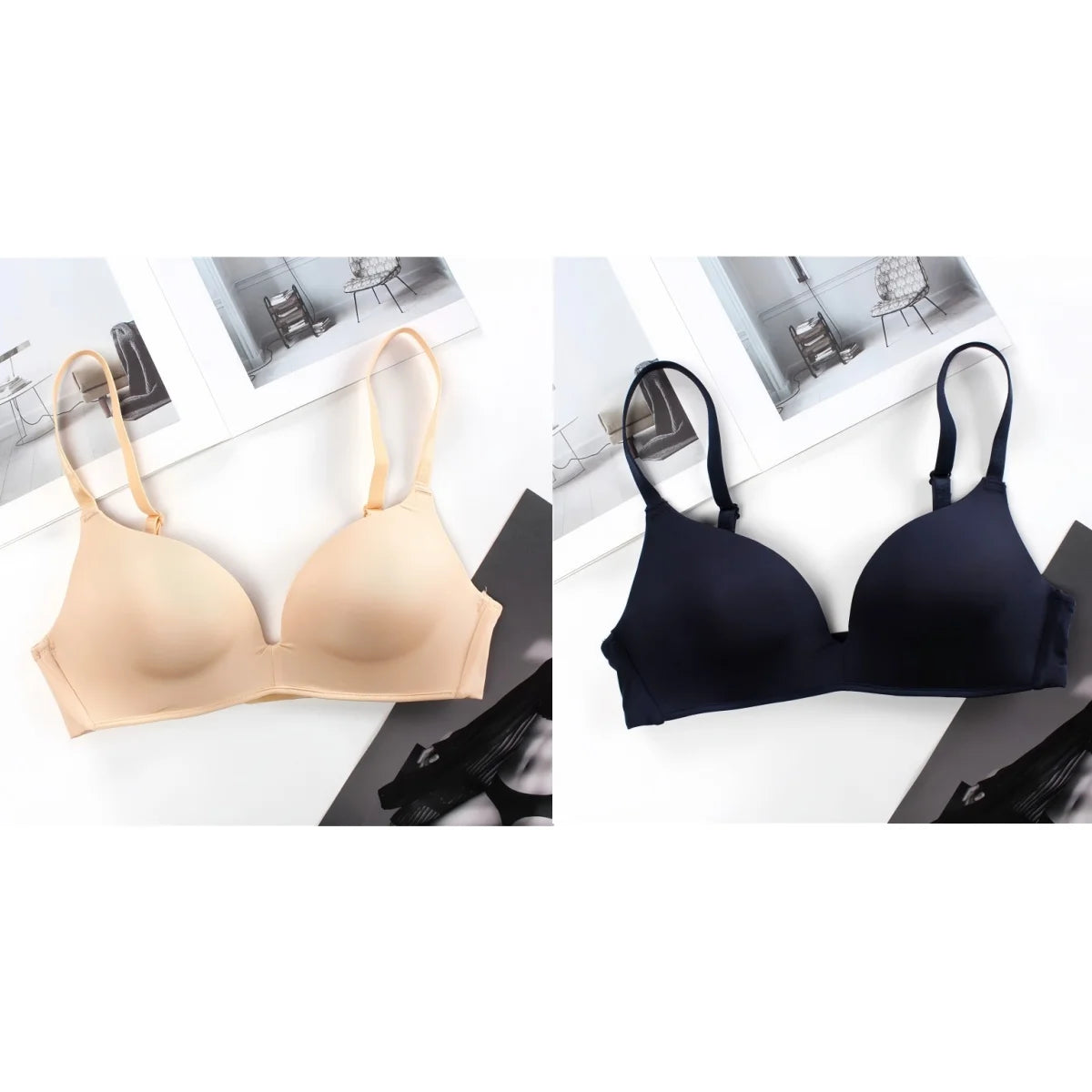 2Pcs/Set Push Up Bra Padded Bras For Women Underwear Non-wire Brassiere Sexy Lingerie Solid Color 3/4 Cup Comfort Intimates Aviola