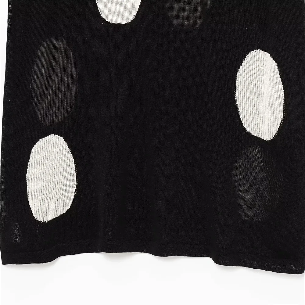 BM&MD&ZA2025polka dot knitted sleeveless round neck contrast color long dress long skirt summer women's clothing Aviola