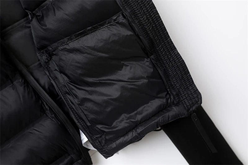 RARF Women's stand-up collar pressure glue zipper Black splicing space cotton jacket jacket for women Aviola