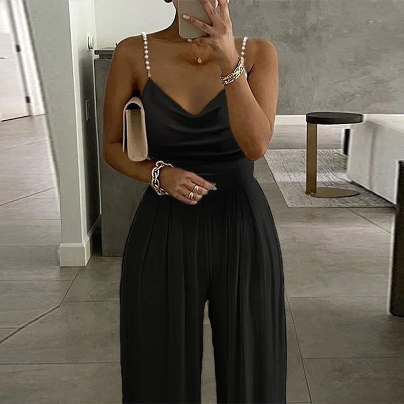 Jumpsuit Women Sexy Sleeveless Suspended Overalls Summer Backless Romper Elegant Party Club Prom High Waist Night Jumpsuits Aviola