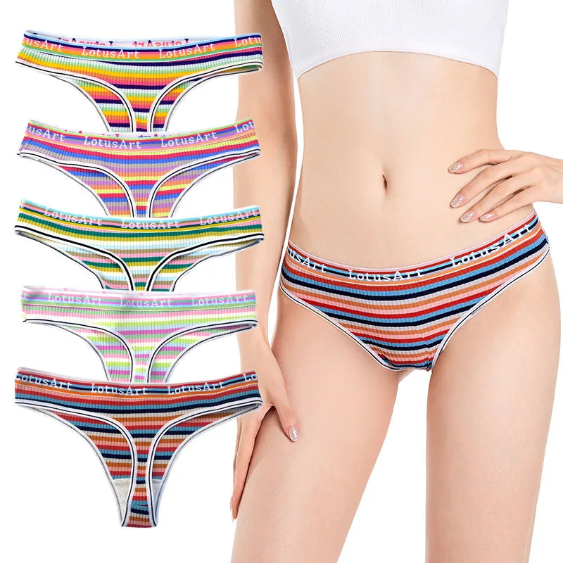 3pcs/Set Colorful Low Waist Cotton Panties for Women Panties Lingerie Breathable Female Girl Briefs Comfortable Pants Aviola
