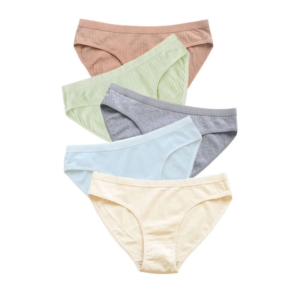 5pcs Women's Underwear Cotton Hipster Panties Low Rise Briefs Soft Strench Breathable Ladies Bikini Underwear M-XXL Aviola