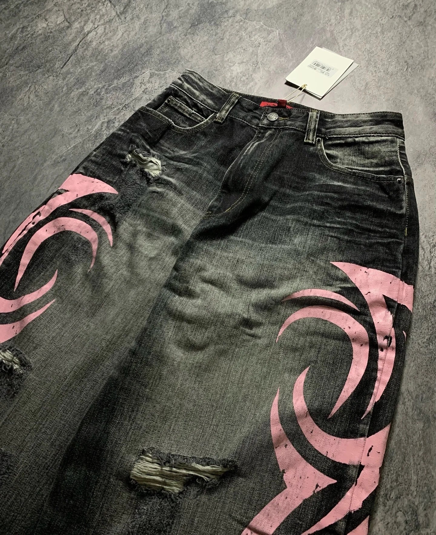 Denim Pant Women Jeans Wide Leg Long Pants Hole High Waist Straight Trousers Y2k Streetwear Print Mom Jeans Casual Loose 2025 Aviola