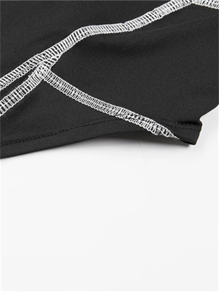 Nibber Mesh Patchwork Letter Print Bodysuits Women Full Sleeve Turtleneck Biker New Fashion Female Top Street Casual Rompers Aviola