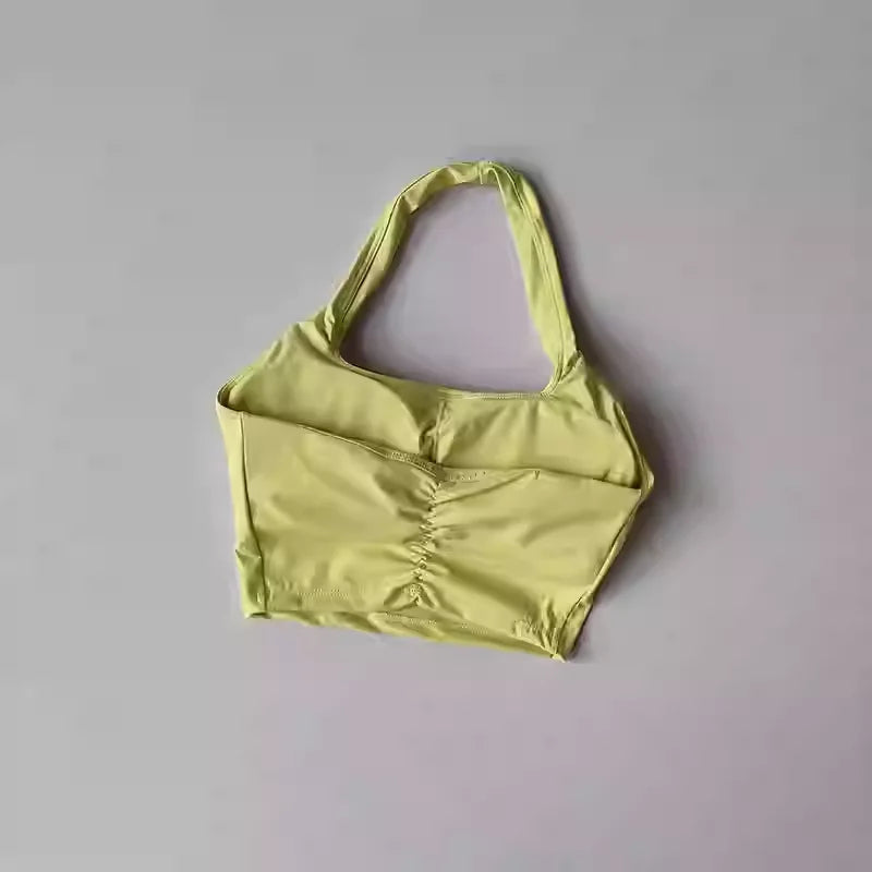 Women's Sport Bra Sexy Halter Padded Yoga Camisole Backless Gym Crop Top Fitness Bra Breathable Workout Sports Bras Aviola