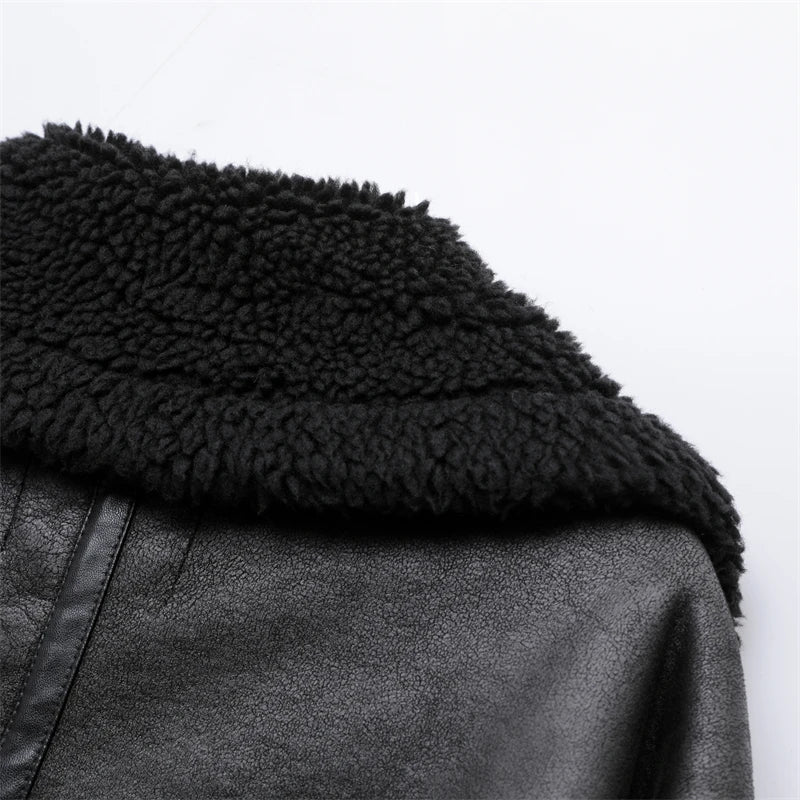 RARF 2024 women's thickened warm fur integrated grab fleece double-sided jacket jacket women's biker top Aviola