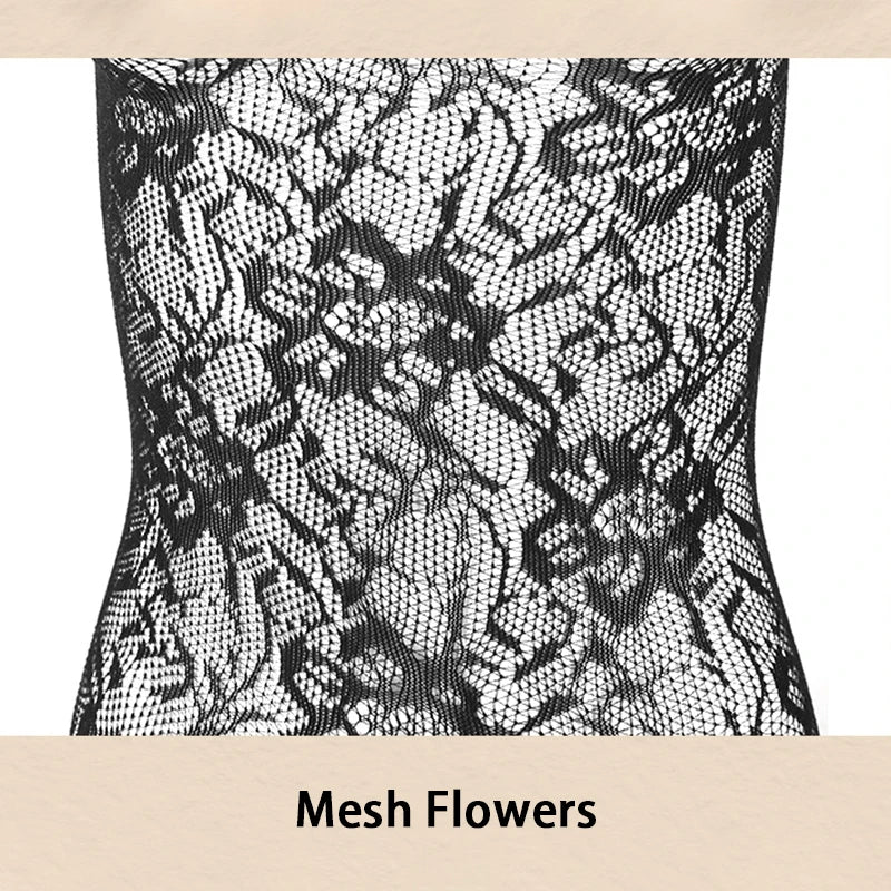 Plus Size Crotchless Erotic Lingerie Women Fishnet Hollow Bodystocking Sexy Open Bra Pantyhose Sling Backless Mesh Long Tights Aviola