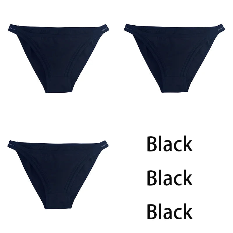 3Pcs/set Women Cotton Panties Female Mesh Underpants Solid Color Bikini Briefs Underwear Ladies Sexy Panty Girls Lingerie Aviola