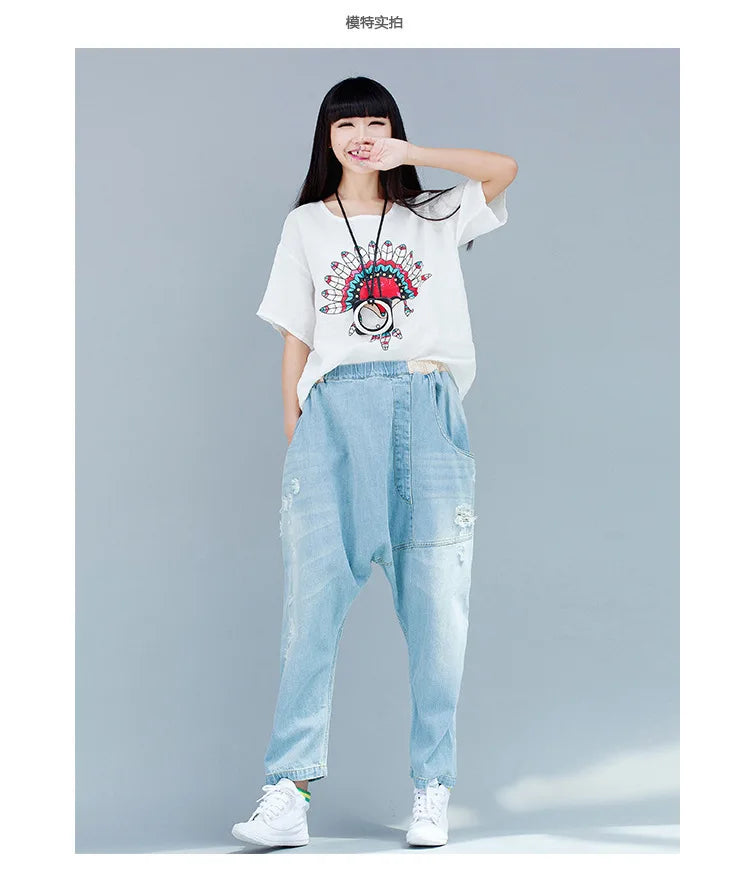Denim Pant Women Jeans Harem Pants Slim High Waist Straight Mom Jeans Trousers Hole Y2k Streetwear Elegant Splice Casual Loose Aviola