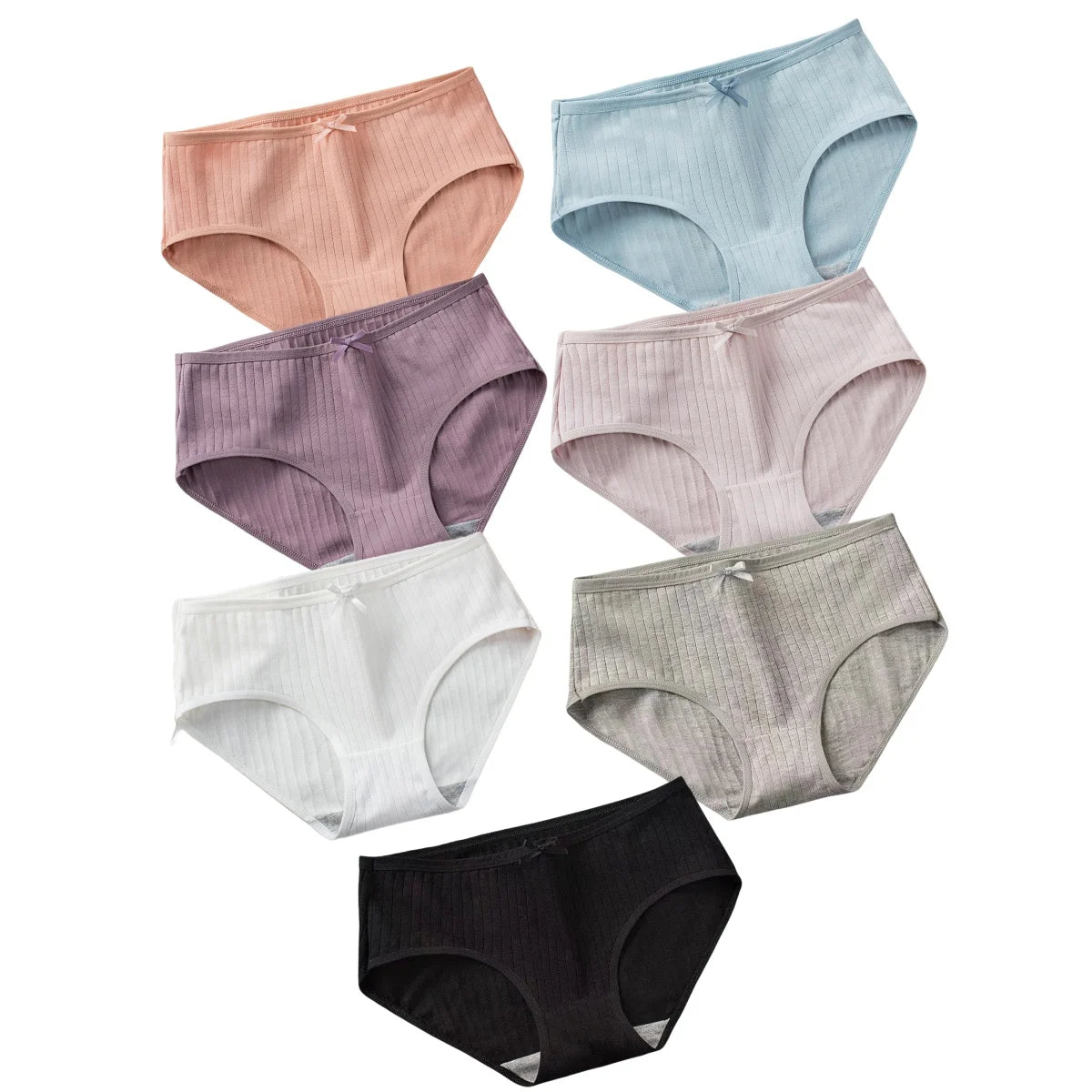 7Pcs/Set Cotton Panties Low Waist Briefs Women Sexy Lingerie Female Underpants Panty Solid Color Breathable Underwear Intimates Aviola