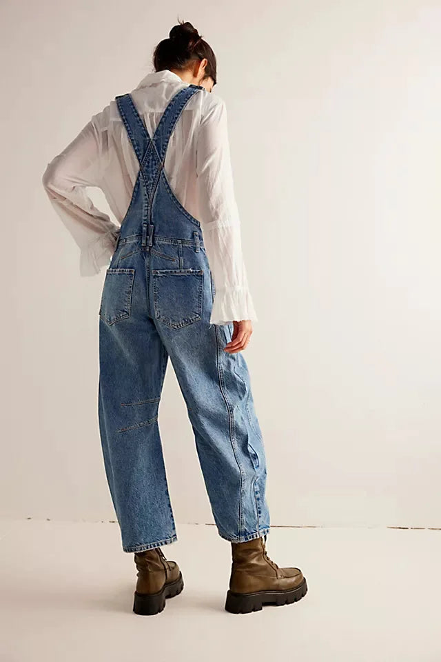 Jeans Women Denim Cargo Pants Wide Leg Long Pant Jumpsuit Y2k Streetwear Button Pocket Casual Straight Trousers Overalls Aviola