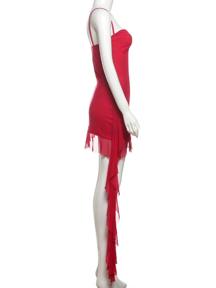 Nibber Sexy Tassel Double Deck Dress Women Sequins Solid Ruffles Spaghetti Strap Slim Sleeveless Lace Beach Vacation Bodycon Aviola