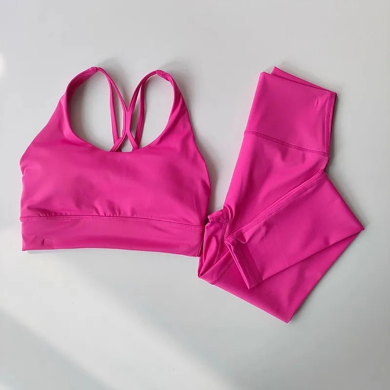 2pcs Women Seamless Yoga Set Sport Suit Gymwear Workout Clothes Gym Crop Top High Waist Legging Fitness Bra Set Sports Suits Aviola