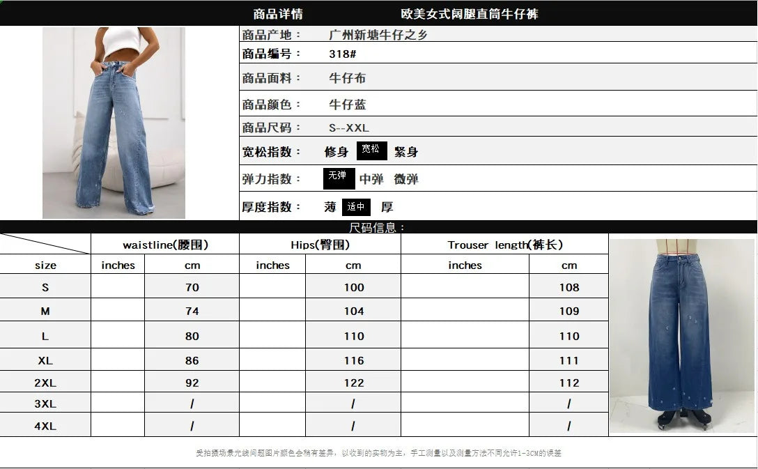 Women Denim Holes Jeans Washing Pencil Pants High Waist Zipper Mom Fly Slim Wide Leg Pockets Full Length Spring 2025 Streetwear Aviola