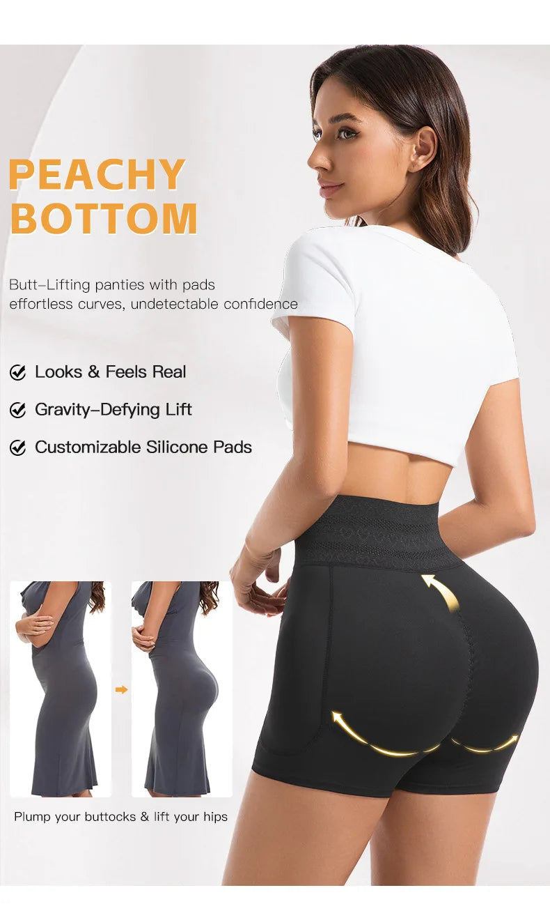 4 Pads Body Shaper Women Hip and Butt Lifter Shapewear Tummy Control Panties Waist Trainer with 3-Row Hooks Slimming Underwear Aviola
