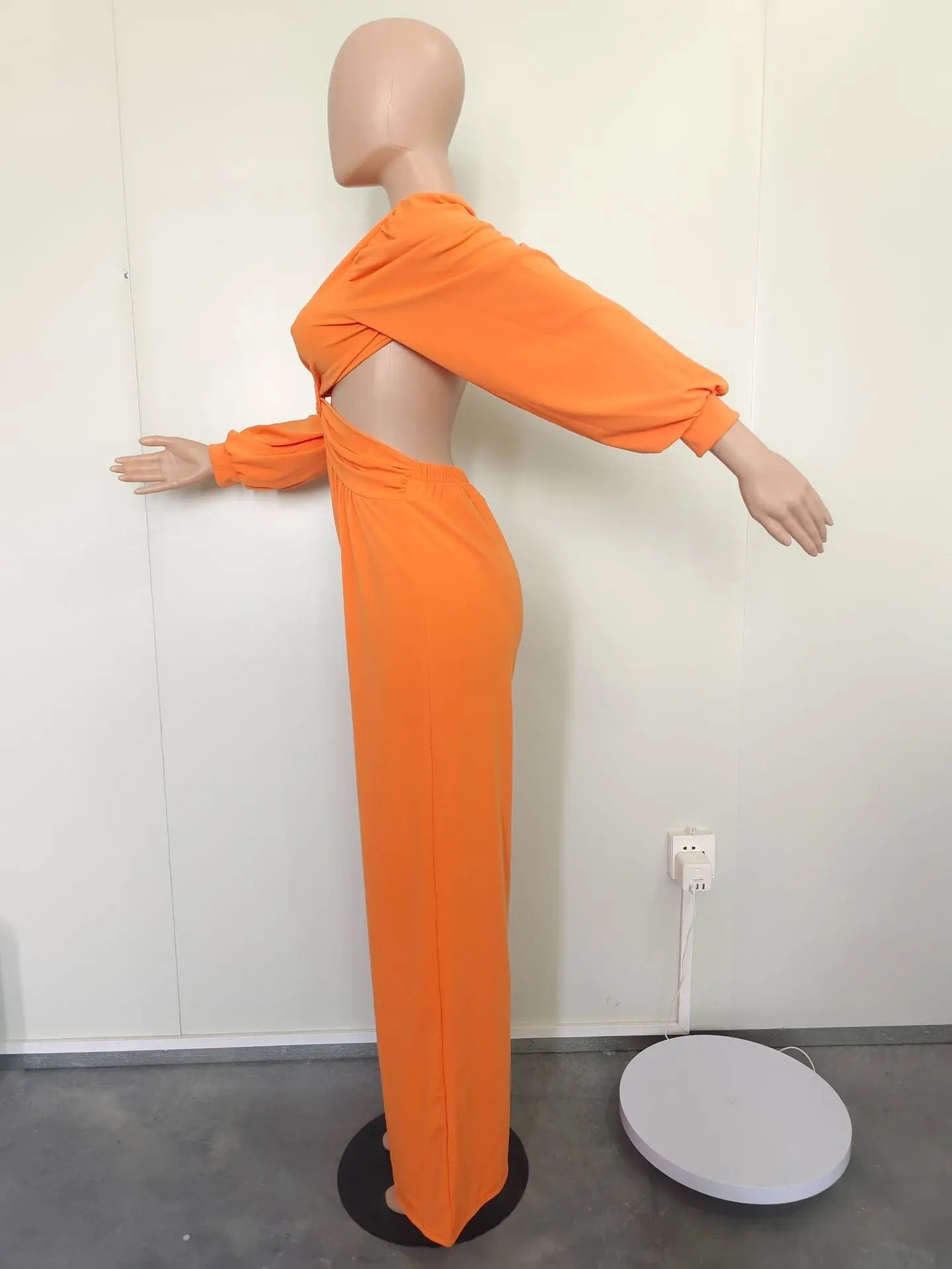 Jumpsuits Long Sleeve One Piece V Neck Women Rompers Backless Sexy Overalls Solid Wide Leg Pants Pockets Spliced Full Length Aviola