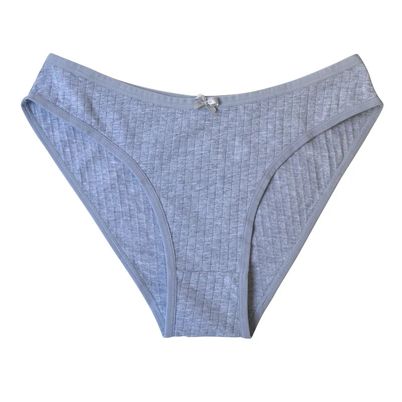 3PCS/Set Women Cotton Panties Sexy Classic Underwear Low Rise Female Rib Underpants Girls Comfort Briefs Bow Lingerie Aviola