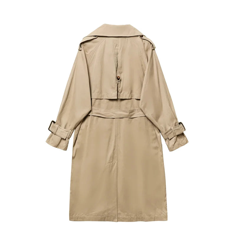 RARF lady Spring and Autumn new classic women's double button trench coat, trench jacket, vintage medium long coat, with belt Aviola