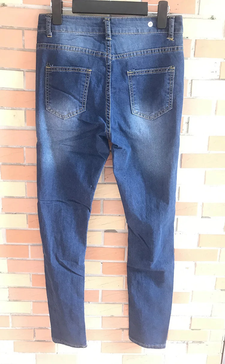 Jeans Women Hole Denim Pencil Pants Ripped Skinny Ankle Length Trousers Stretch High Waist Distressed Washed 2025 Streetwear Aviola