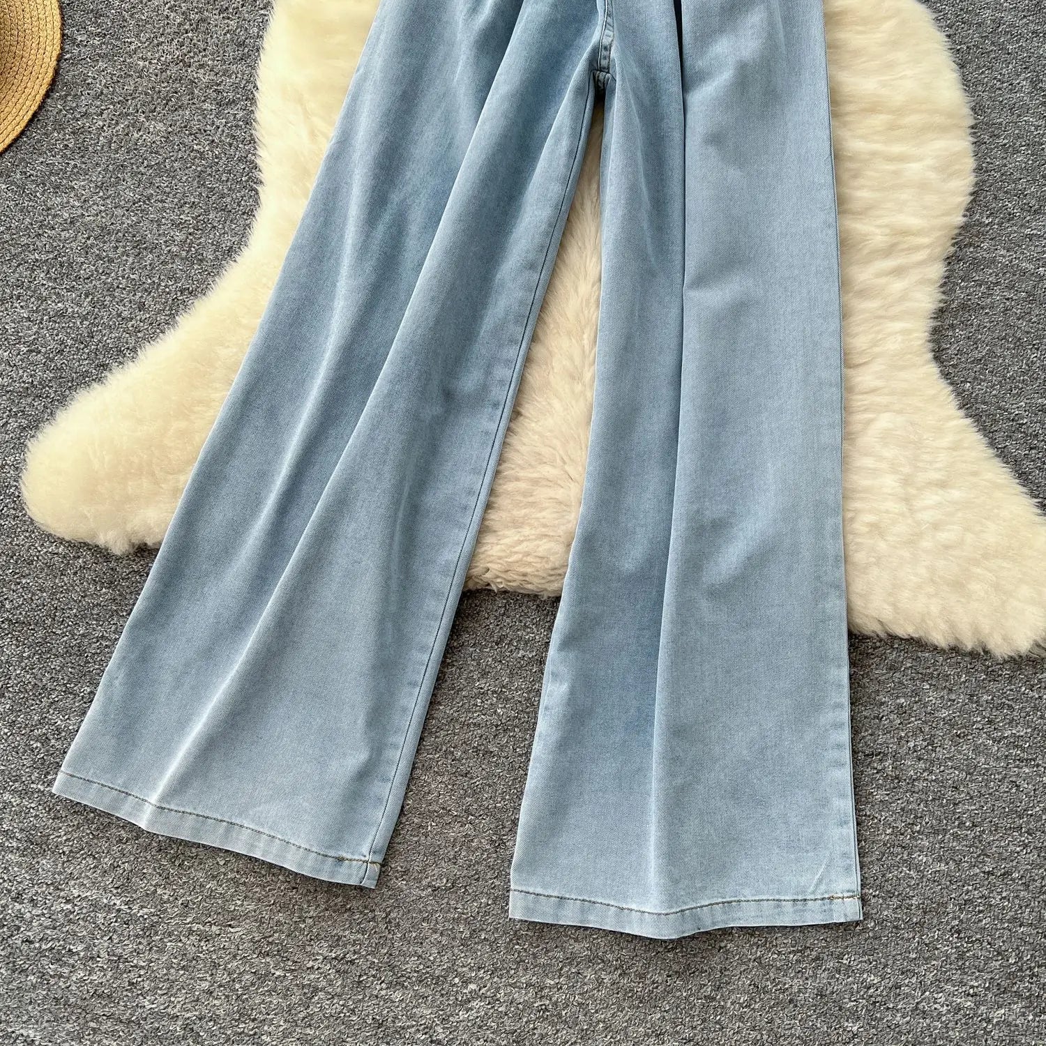 Denim Jumpsuits Women One Piece Wide Leg Pants Washed Distressed Sleeveless Pockets 2025 Streetwear High Waist Jeans Trousers Aviola