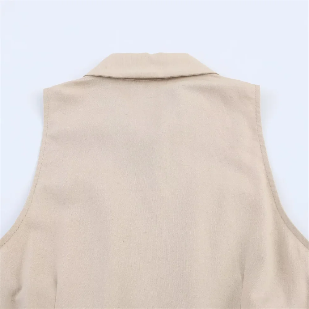 BM&MD&ZA2025lapel with belt single-breasted sleeveless loose comfortable simple dress summer new women's clothing Aviola