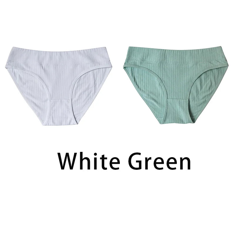 2PCS/Set Women Plus Size Seamless Cotton Panties Daily Underwear Sexy Female Rib Underpants Girls Comfort Briefs Lingerie 835 Aviola