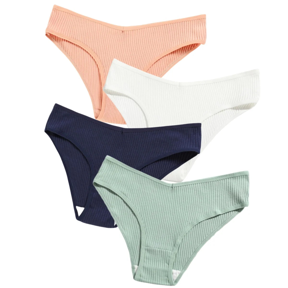 4Pcs/Set Seamless Panties Cotton Briefs Low Waist Bikini Panty Sports Underwear Breathable Solid Color Ribbed Underpants Aviola