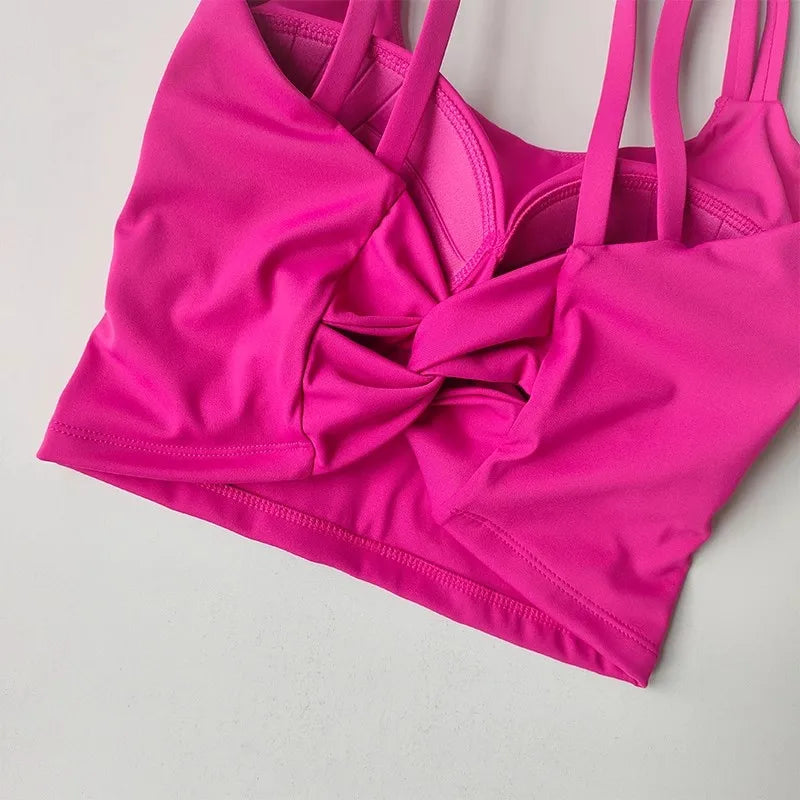 Women's Sports Bras Fitness Top, Sexy Lingerie, Push Up Fixed Pad, Yoga Bra, Back knotted Underwear, Running Vest, Gym Tops Aviola