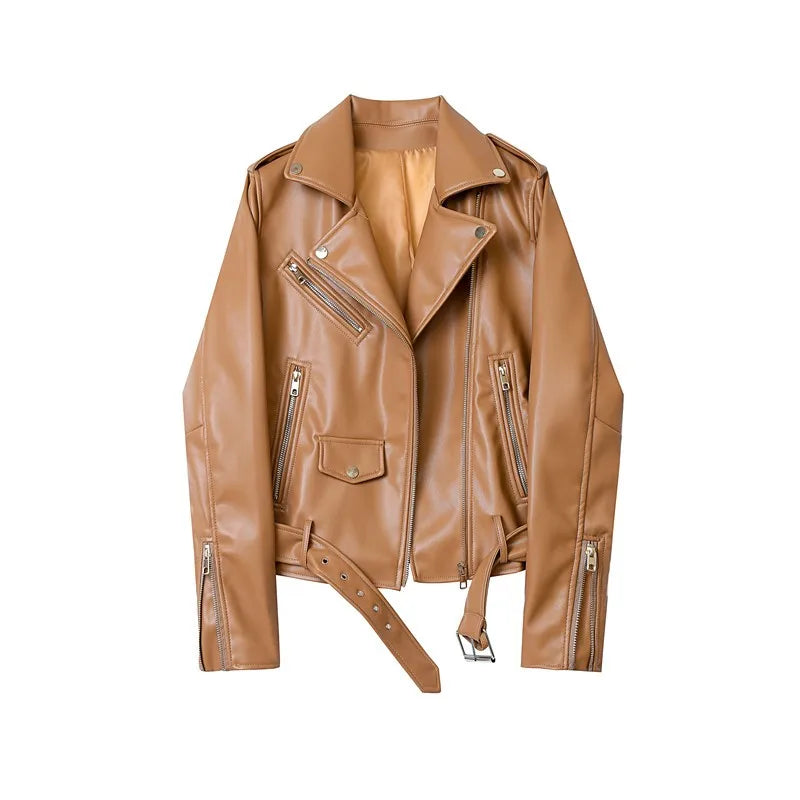 RARF Spring and Autumn 2024 The new belt detachable epaulet motorcycle jacket leather jacket Aviola