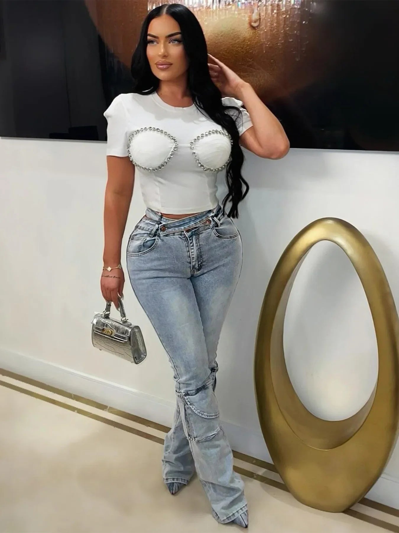 Jeans Women Denim Straight Pants Streetwear Mom Full Length High Waist Multiple Pockets Distressed Washed 2025 Vintage Trousers Aviola