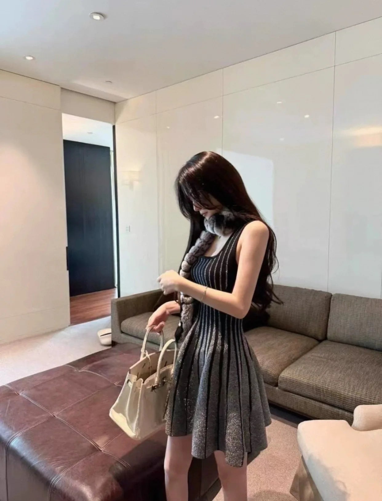 Nibber Gradient Dress Women Low-Neck 2025 Summer Trend Skinny Temperament Classic Elegant Birthday Parties Vacation Mini Bodycon Aviola