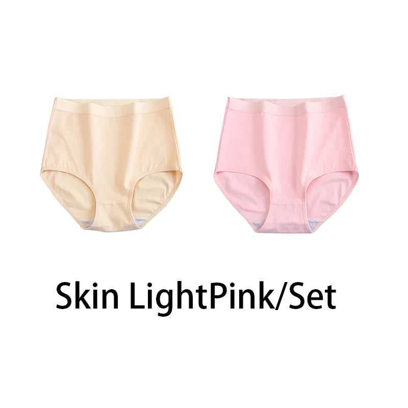 2PCS/Set Women Plus Size Panties Body Shaper Cotton Underwear Lingerie 6 Colors Sexy Female High Waist Seamless Briefs NKT2119-2 Aviola