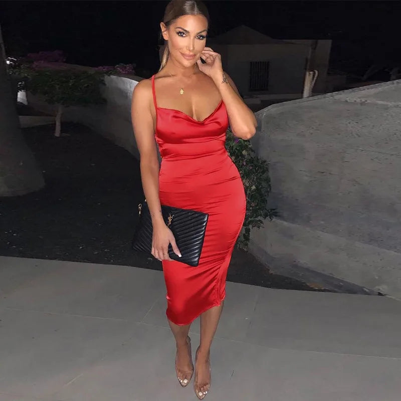 Y2K Cross border Women's Dress Foreign Trade Sexy Nightclub Dress Summer Satin Fashion Women's Dress Aviola