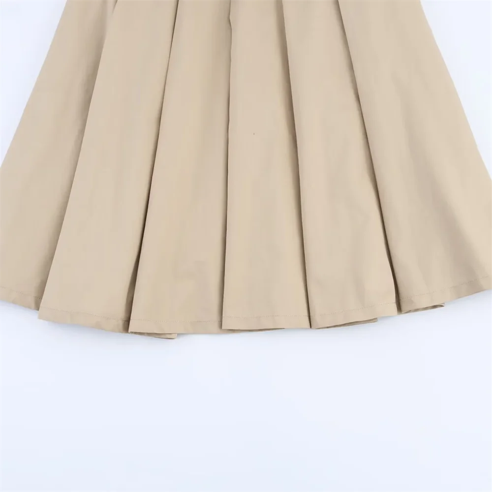 BM&MD&ZA2025fake two-piece contrast color round neck sleeveless with belt pleated skirt dress summer new women's clothing Aviola