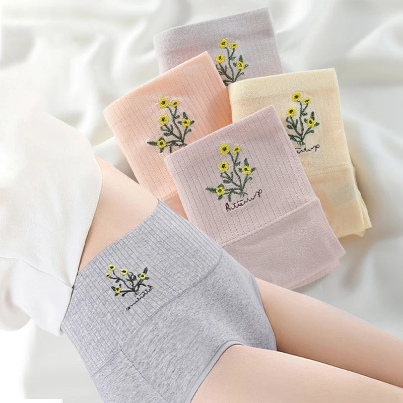 5 pcs/Lot High Waist Underwear Cotton Panties for Women Light Panty Culotte Femme Underpants M-XXL Girls Comfortable Briefs Aviola