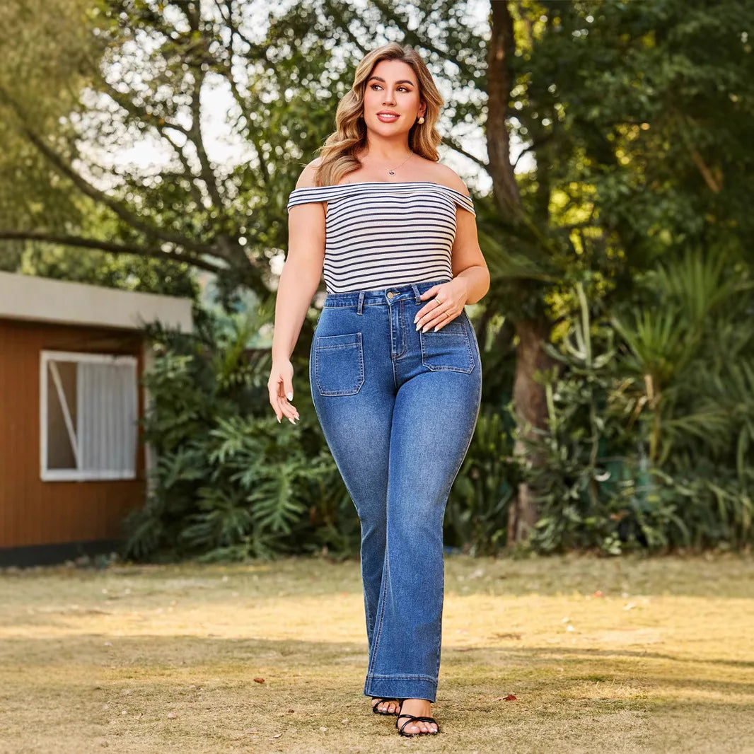 Denim Pant Women Jeans Long Pants High Waist Straight Trousers Y2k Streetwear Casual Party Club Elegant Splice Mom Jeans 2025 Aviola