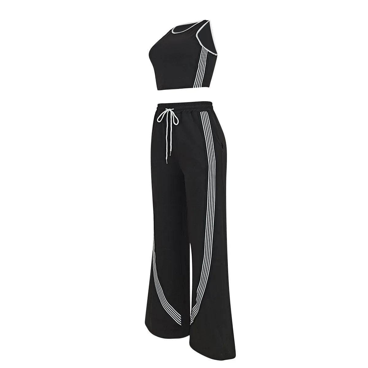 Two Piece Sets Women Sports Suit Vest Top Wide Leg Pants Striped Elastic Waist Matching Sets Trousers Sportswear 2025 Tracksuit Aviola