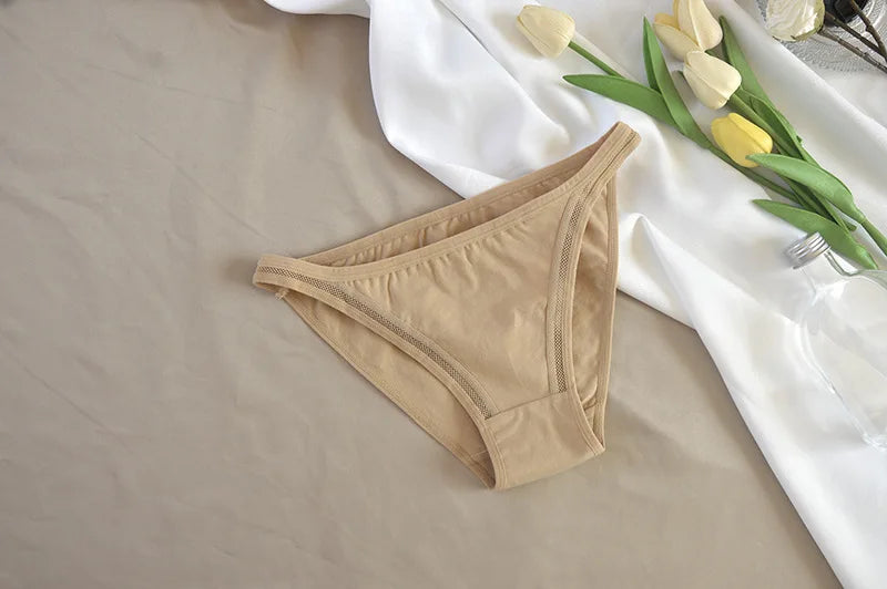 3Pcs/set Women Cotton Panties Female Mesh Underpants Solid Color Bikini Briefs Underwear Ladies Sexy Panty Girls Lingerie Aviola