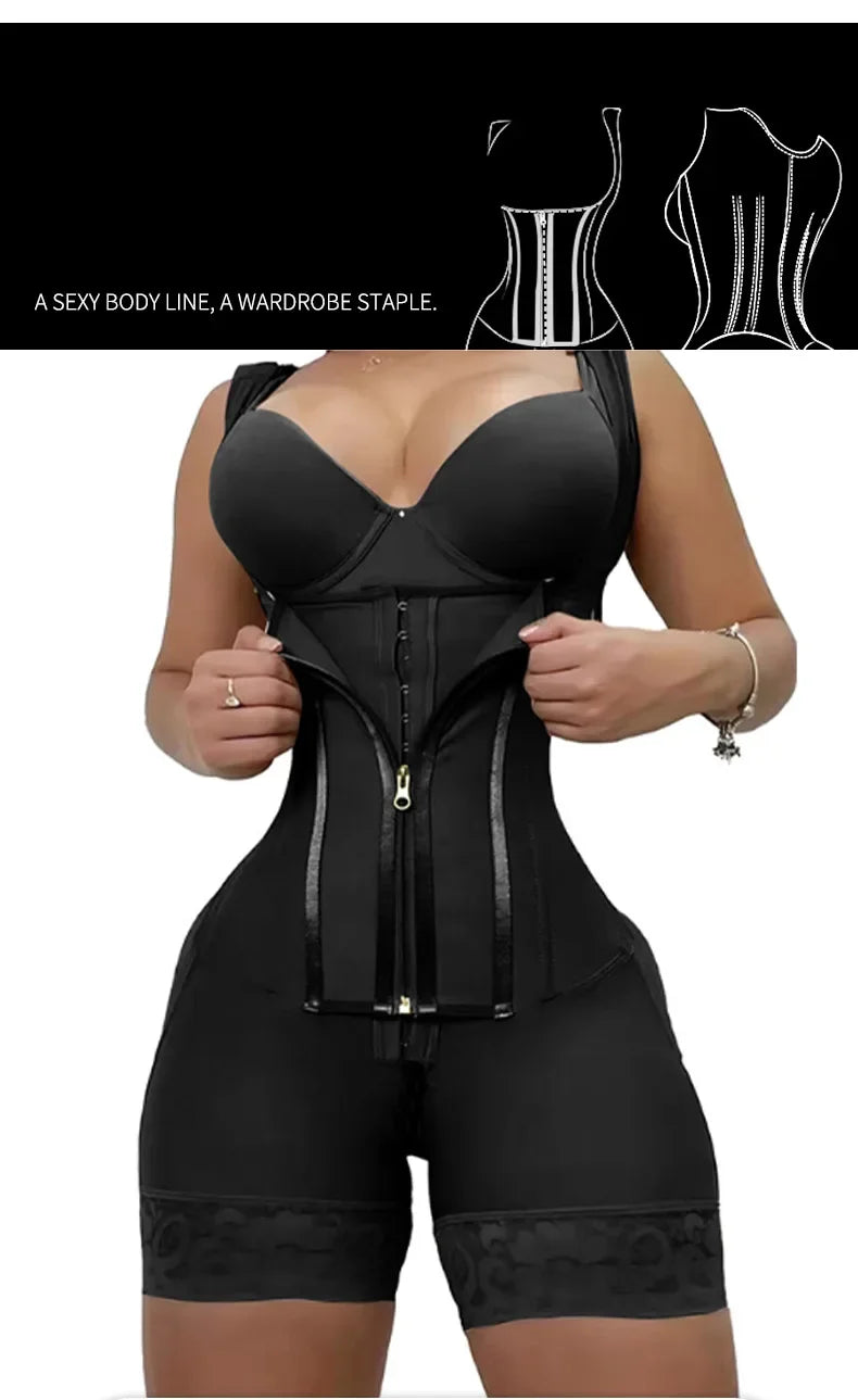 Body Shaper Women Colombian Fajas Shapewear Bodysuit 9-bone High Compression Girdles Double Tummy Control Full Body Open Crotch Aviola