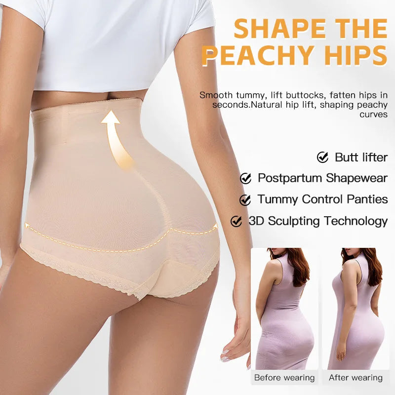 Women’s Waist Control Shapewear Panty with 3-Row Hooks Double Tummy Compression Mesh Butt Lifter High Waist Slimming Body Shaper Aviola