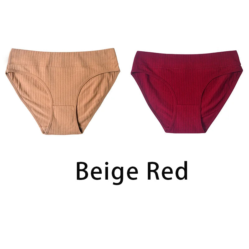 2PCS/Set Women Plus Size Seamless Cotton Panties Daily Underwear Sexy Female Rib Underpants Girls Comfort Briefs Lingerie 835 Aviola