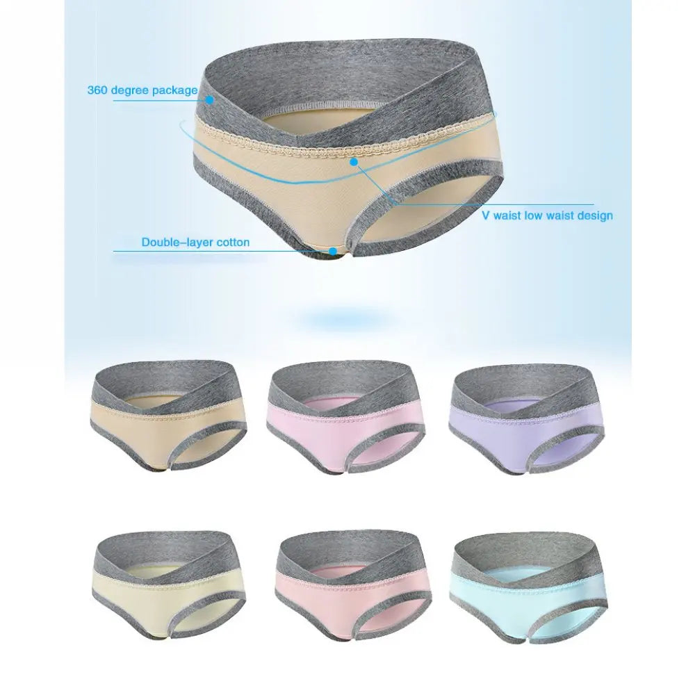 4PCS/Set V-Shape Low Waist Stitching Color Stylish Soft Comfortable Seamless Underpants Set for Pregnant Women Aviola