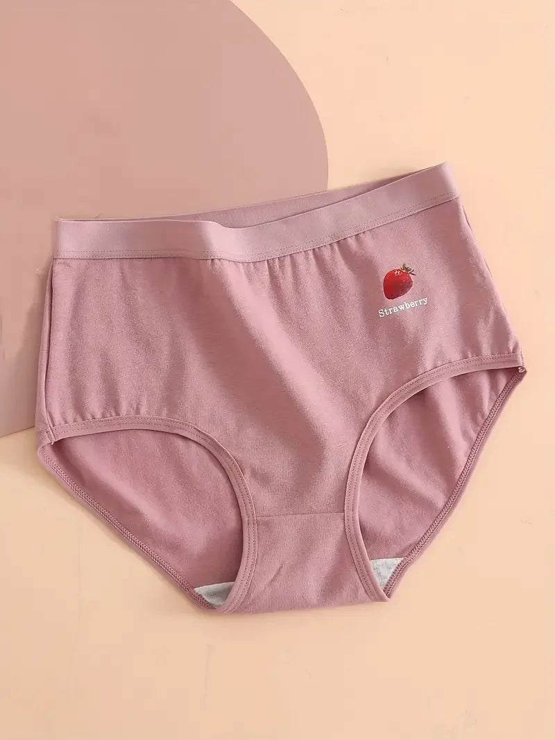 2PCS/Set Women Printed Plus Size Panties Cotton Underwear Lingerie 6 Colors Sexy Female High Waist Comfort Briefs Aviola