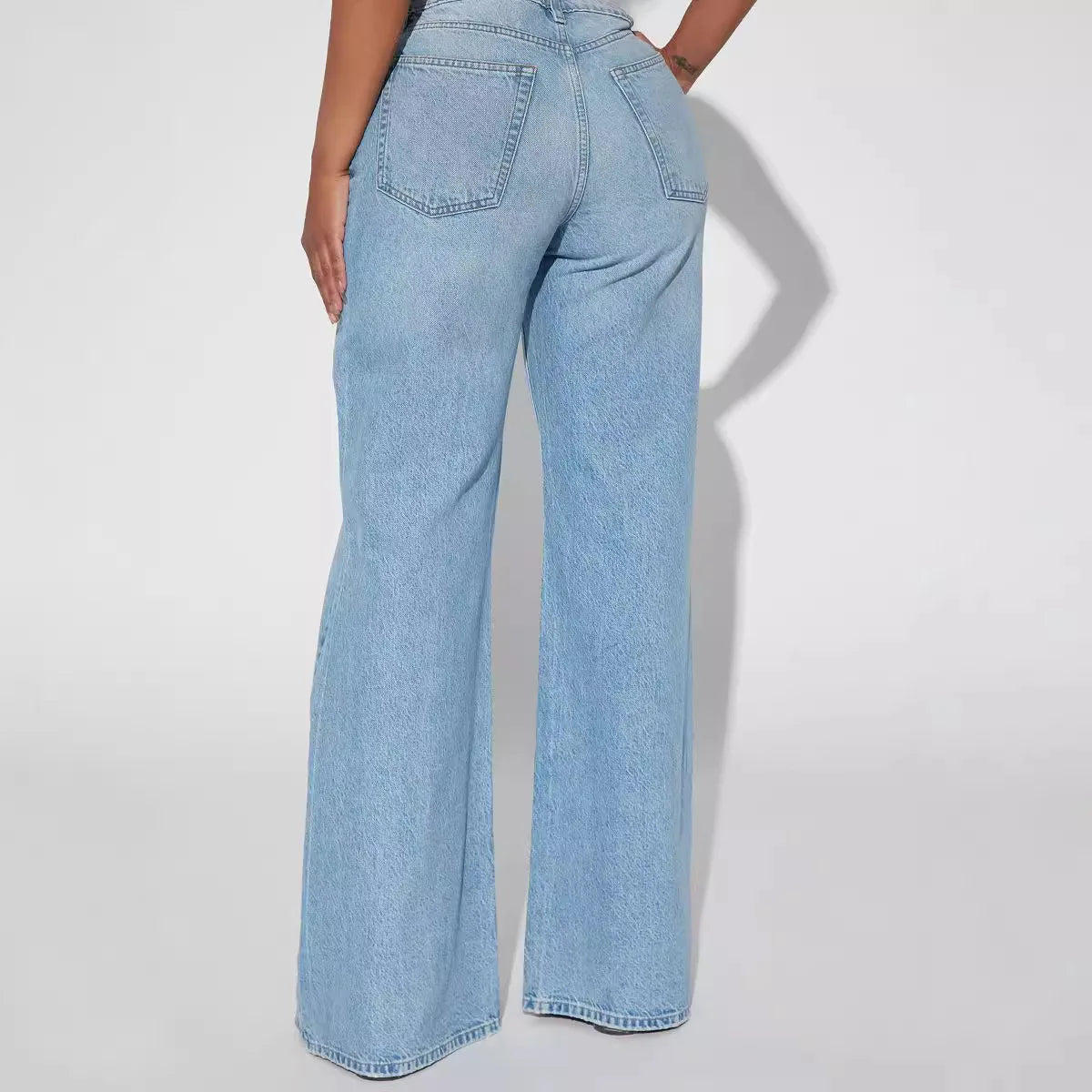 Jeans Wide Leg Pants Women Vintage Denims High Waist Mom Pocket Distressed Washed 2025 Streetwear Floor Length Straight Trousers Aviola